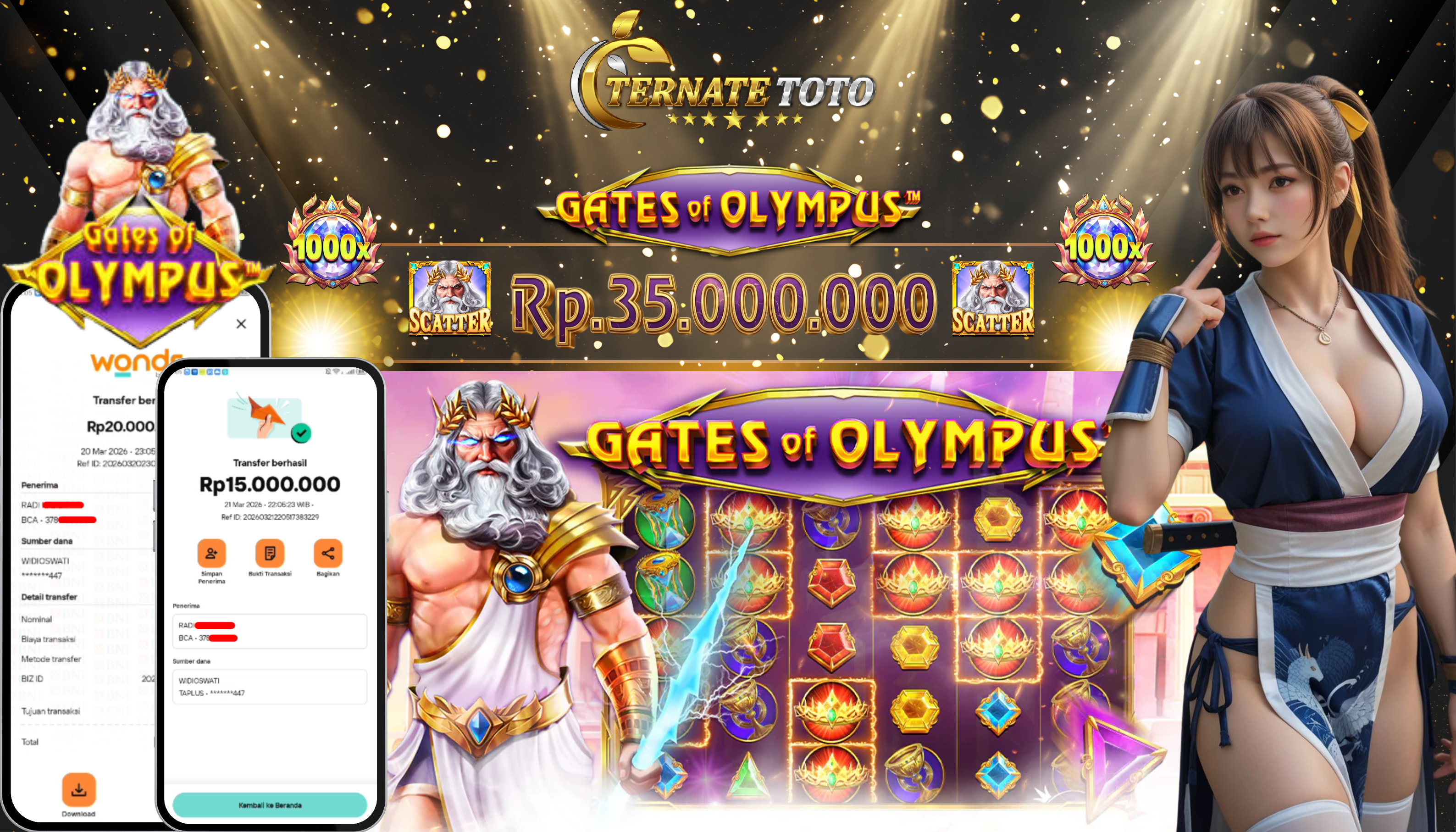 TERNATETOTO - JACKPOT GATES OF OLYMPUS Rp. 35,000,000,-